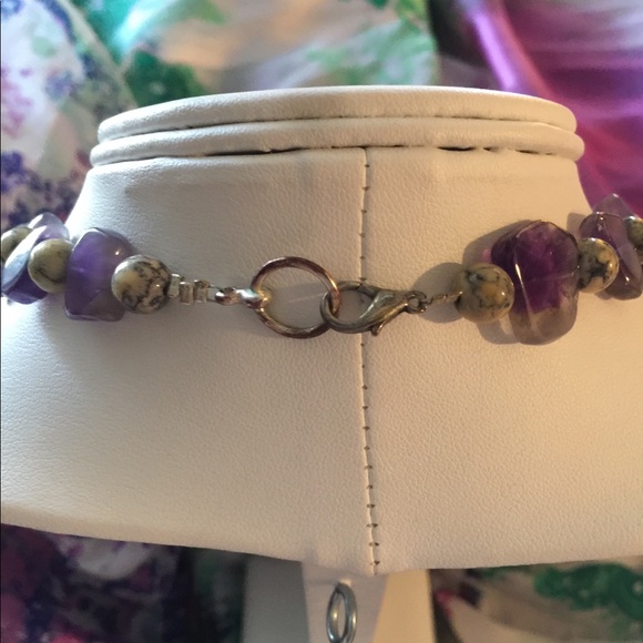 Genuine Chevron Amethyst & Picasso Jasper Necklace - Picture 5 of 5